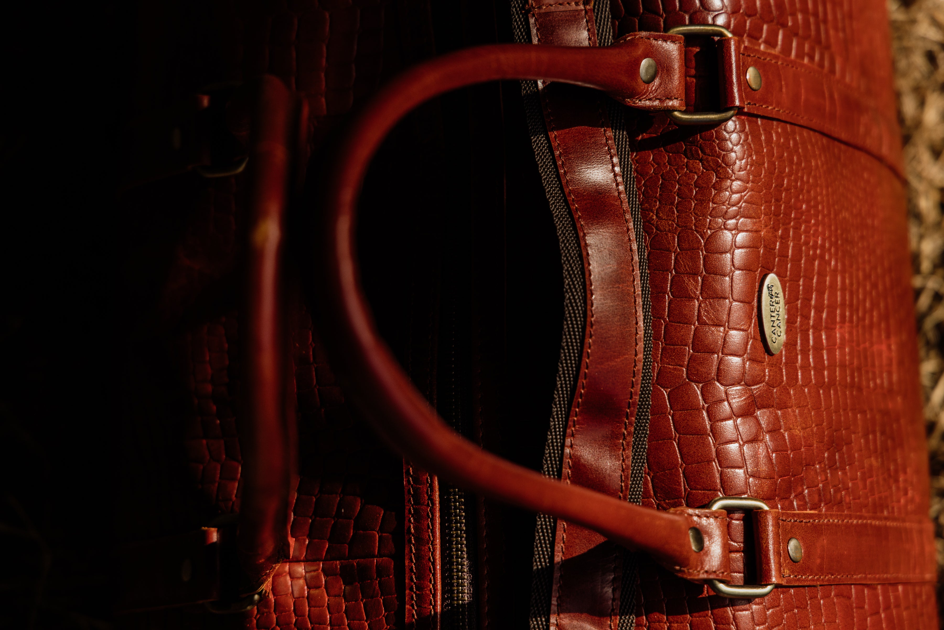 Rusty Red Leather Luxury Overnight Duffel Bag
