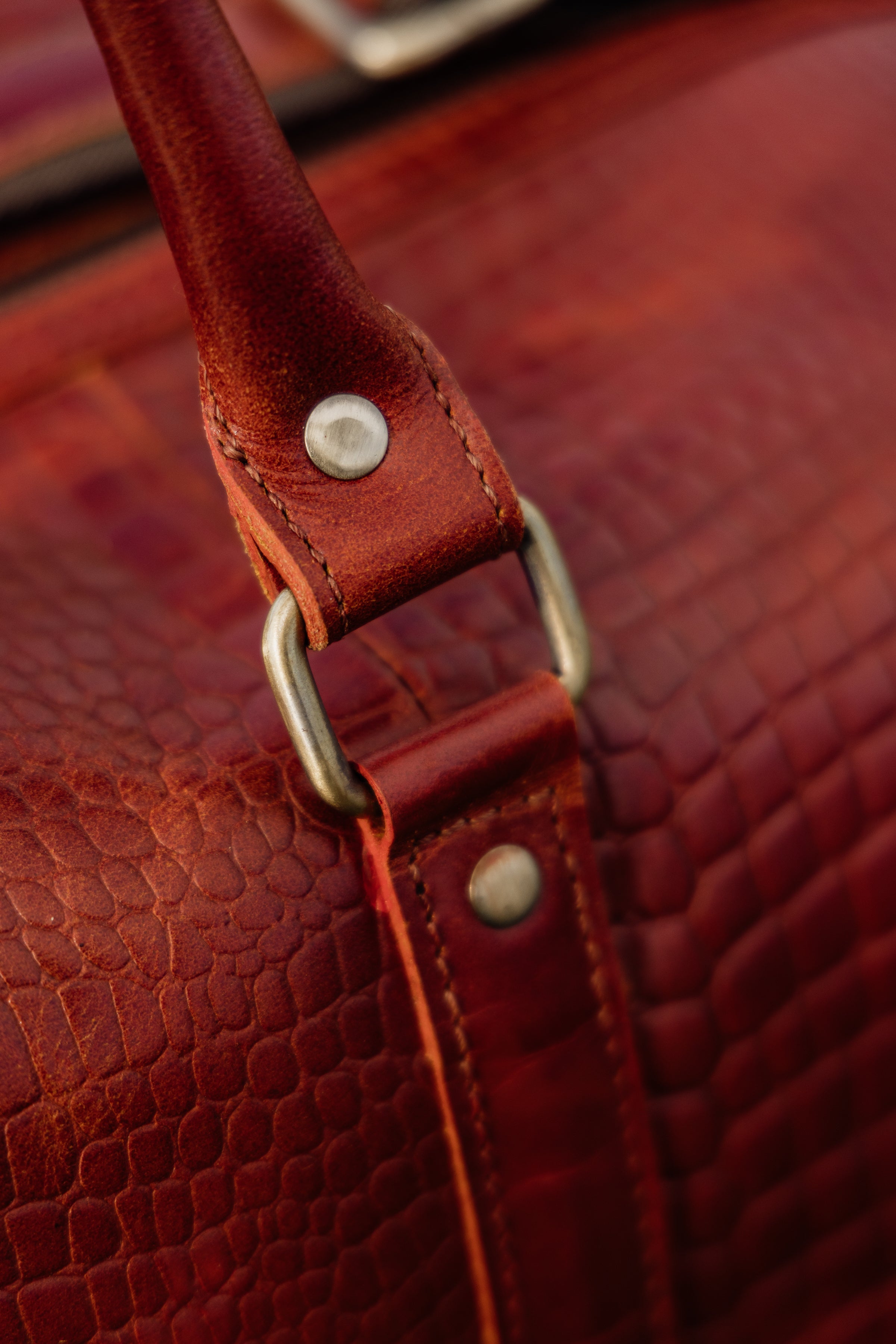 Rusty Red Leather Luxury Overnight Duffel Bag