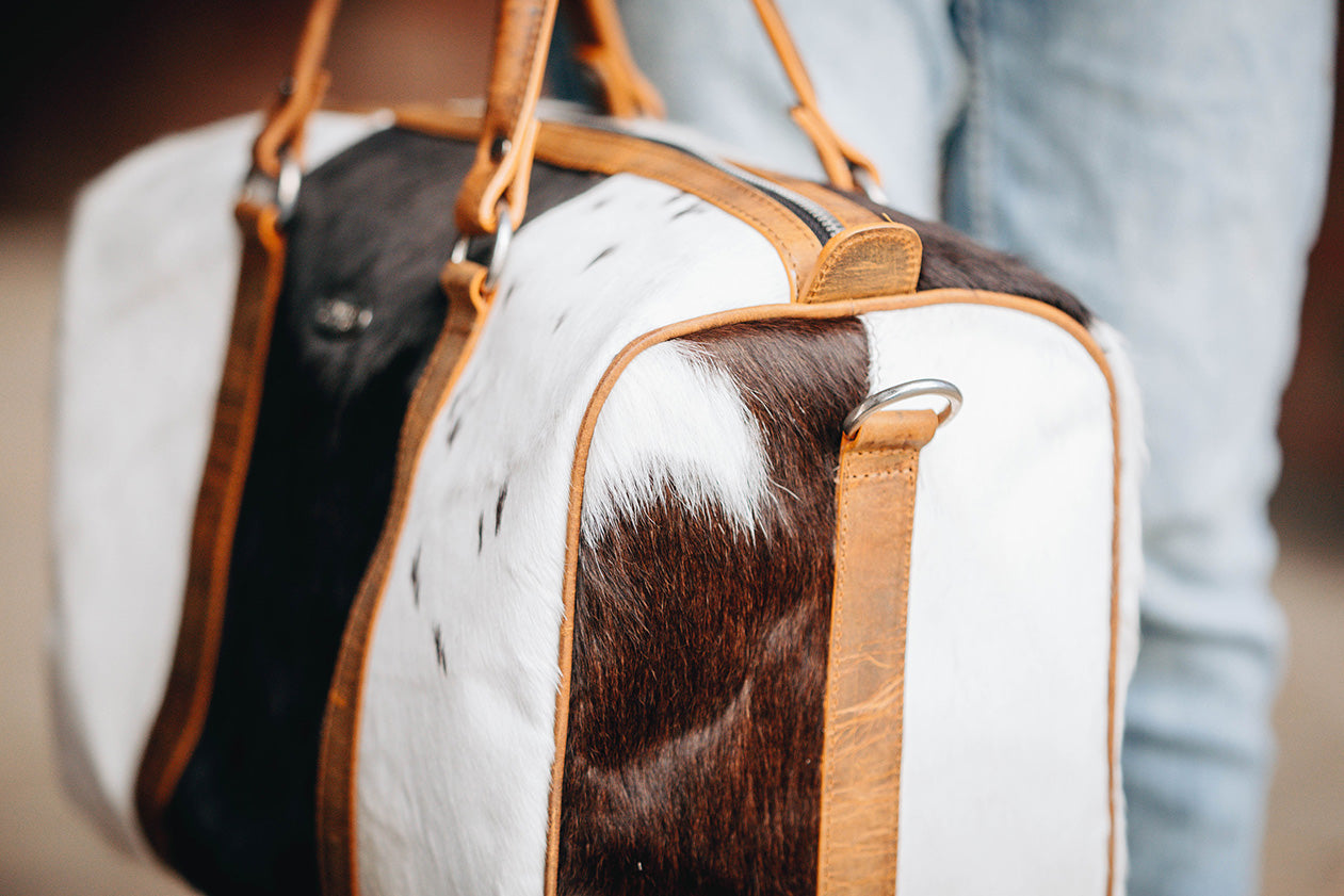 Cow Hide & Leather Duffel Bag